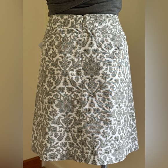 Talbots Green Ivory Straight Twill Paisley Design Mini Skirt SZ 16 P 100% cotton - Picture 3 of 10